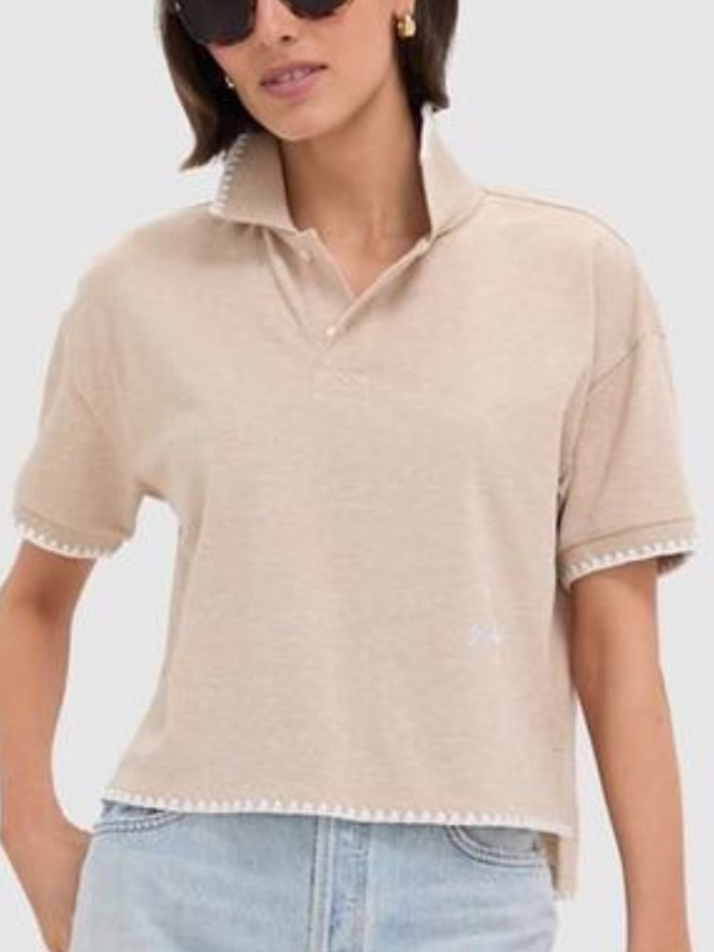 TUCKERNUCK Sandstone Pique Holmes Boyfriend Polo - Whipstitch Detail - Size XL